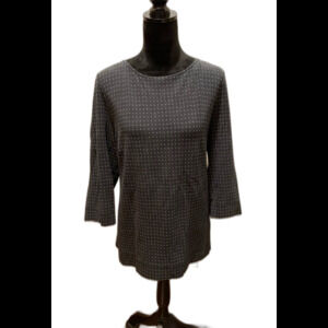 Chico’s Top Size “3” or XL Navy w/Dots Stretchy Casual Comfortable Blouse